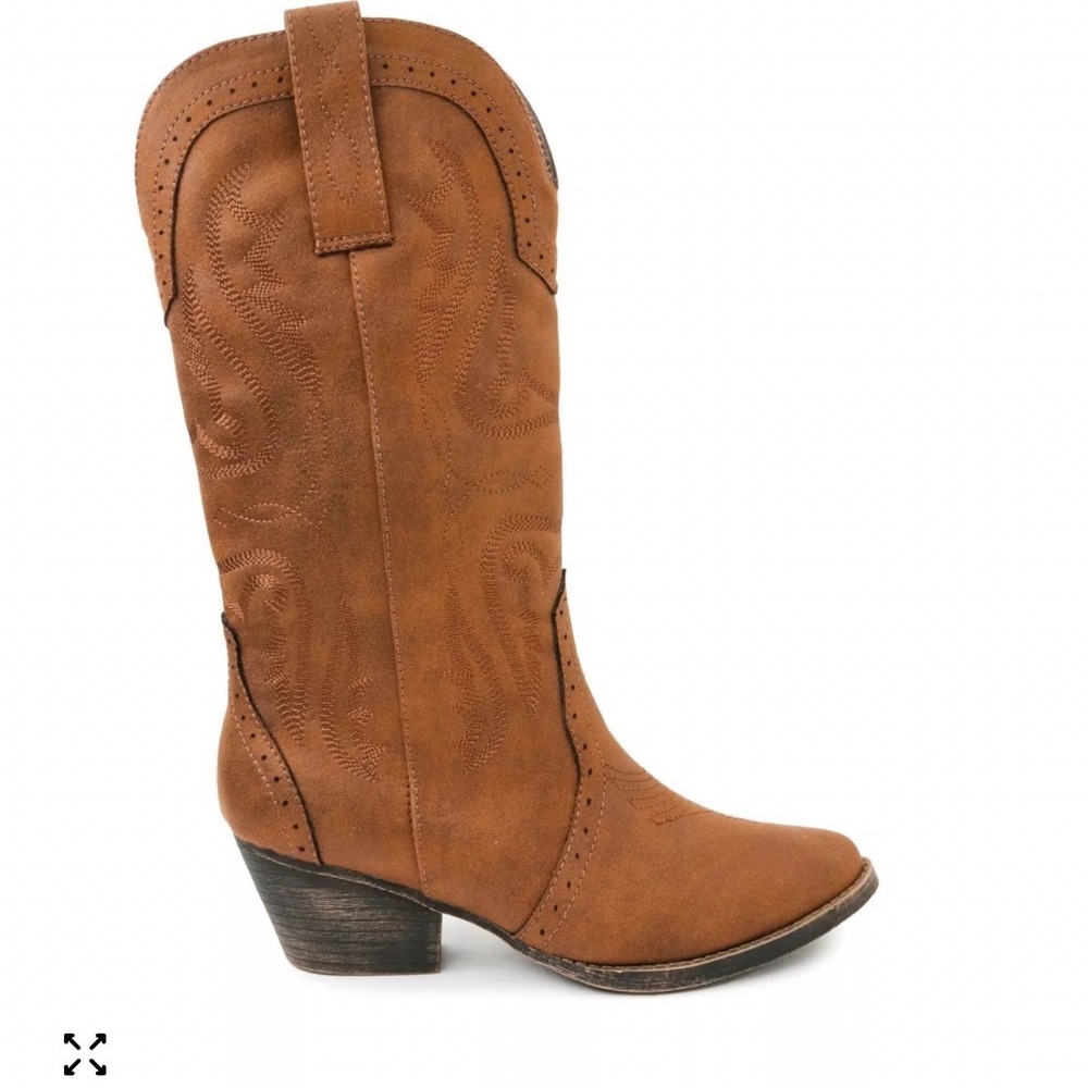 New Sugar Tammy Women 10Me Brown Western Cowboy Embroidered Mid Calf Boots